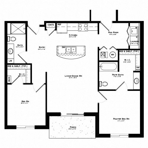 Manchester Floor Plan, 1,009 - 1,028 SF Manchester Floor Plan, 1,009 - 1,028 SF